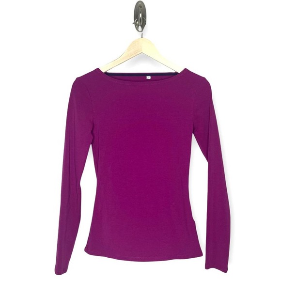 Boden Tops - Boden Purple Cotton Boat Neck Long Sleeve Casual Top XS